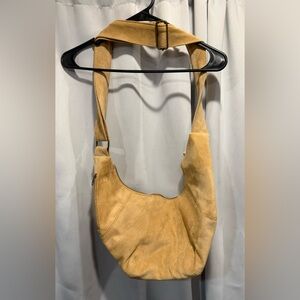 Tan Suede American Eagle Shoulder Bag